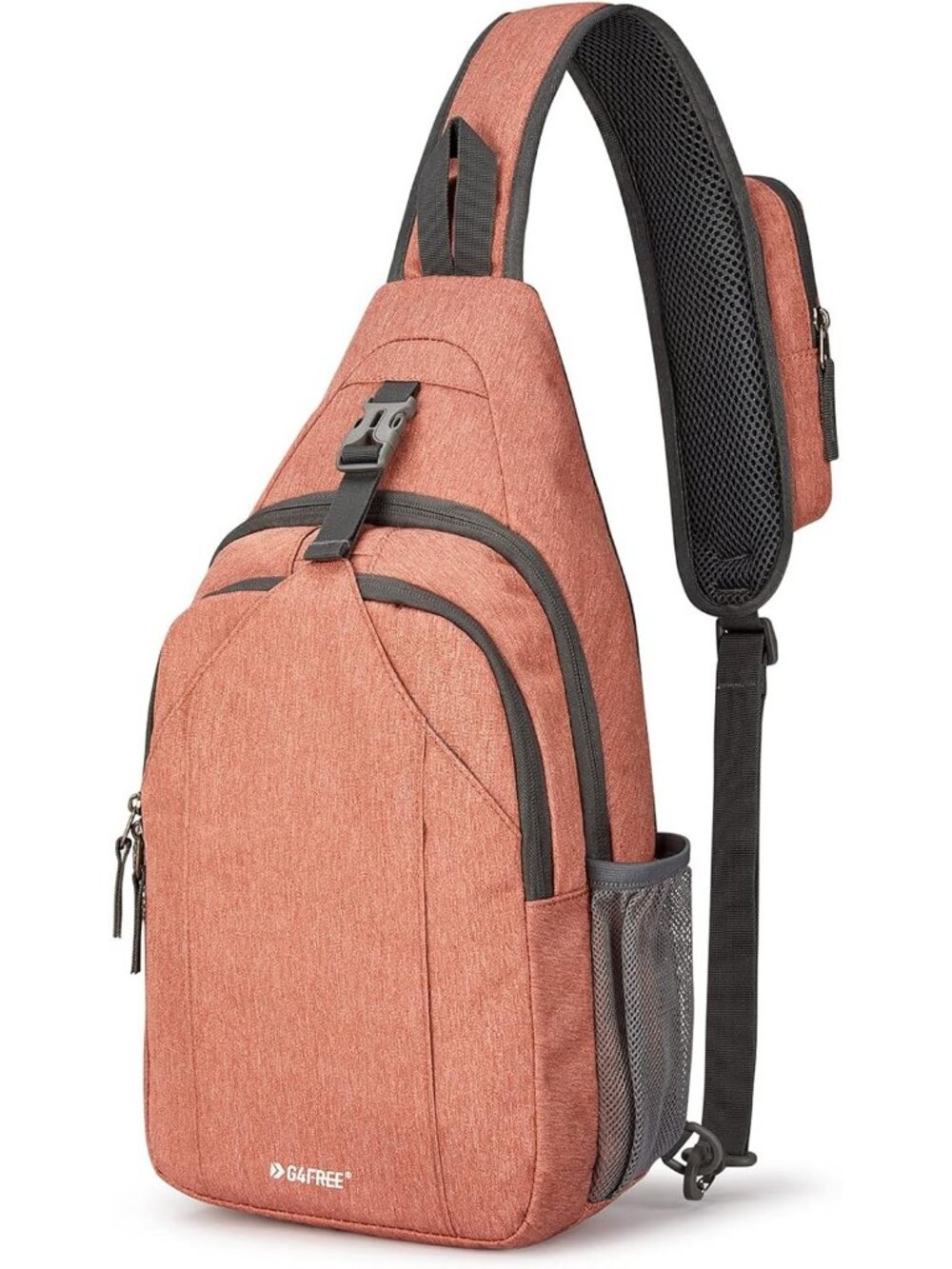 Womens Light Orange RFID Blocking Sling Backpack Crossbody Bag For Hiking Travel